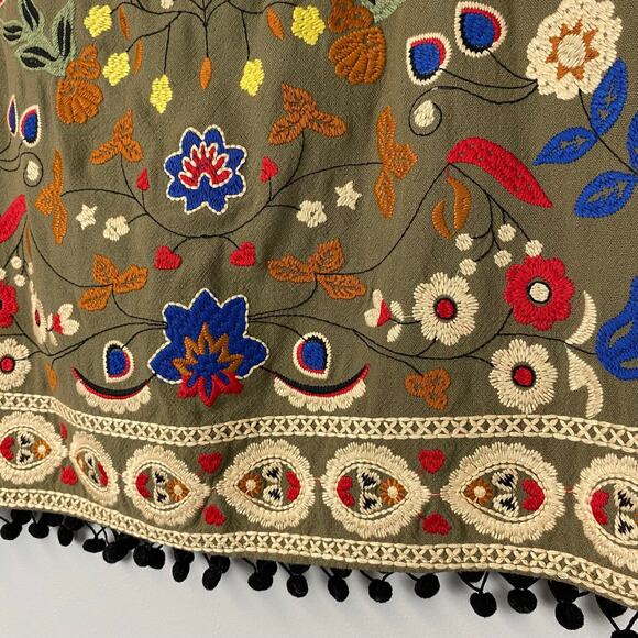 Altar’d State Linen Embroidered Floral Boho Bird Folk Art Mini Skirt Small - Picture 4 of 8